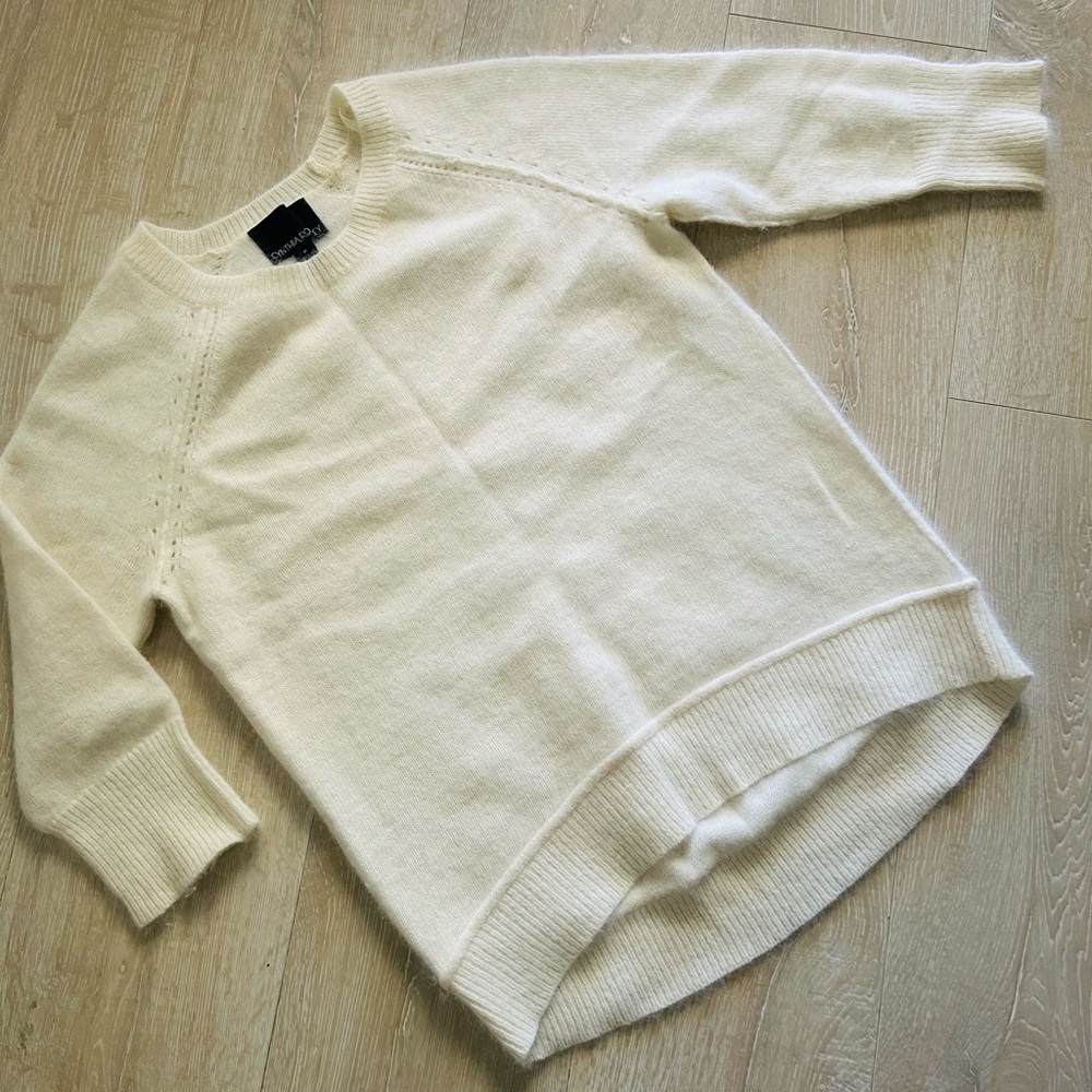 Cynthia Rowley off white, ivory crew neck angora Sweater